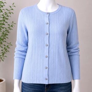 Future Collective Ribbed Cardigan Button Front Lightweight Sweater Grandma Core